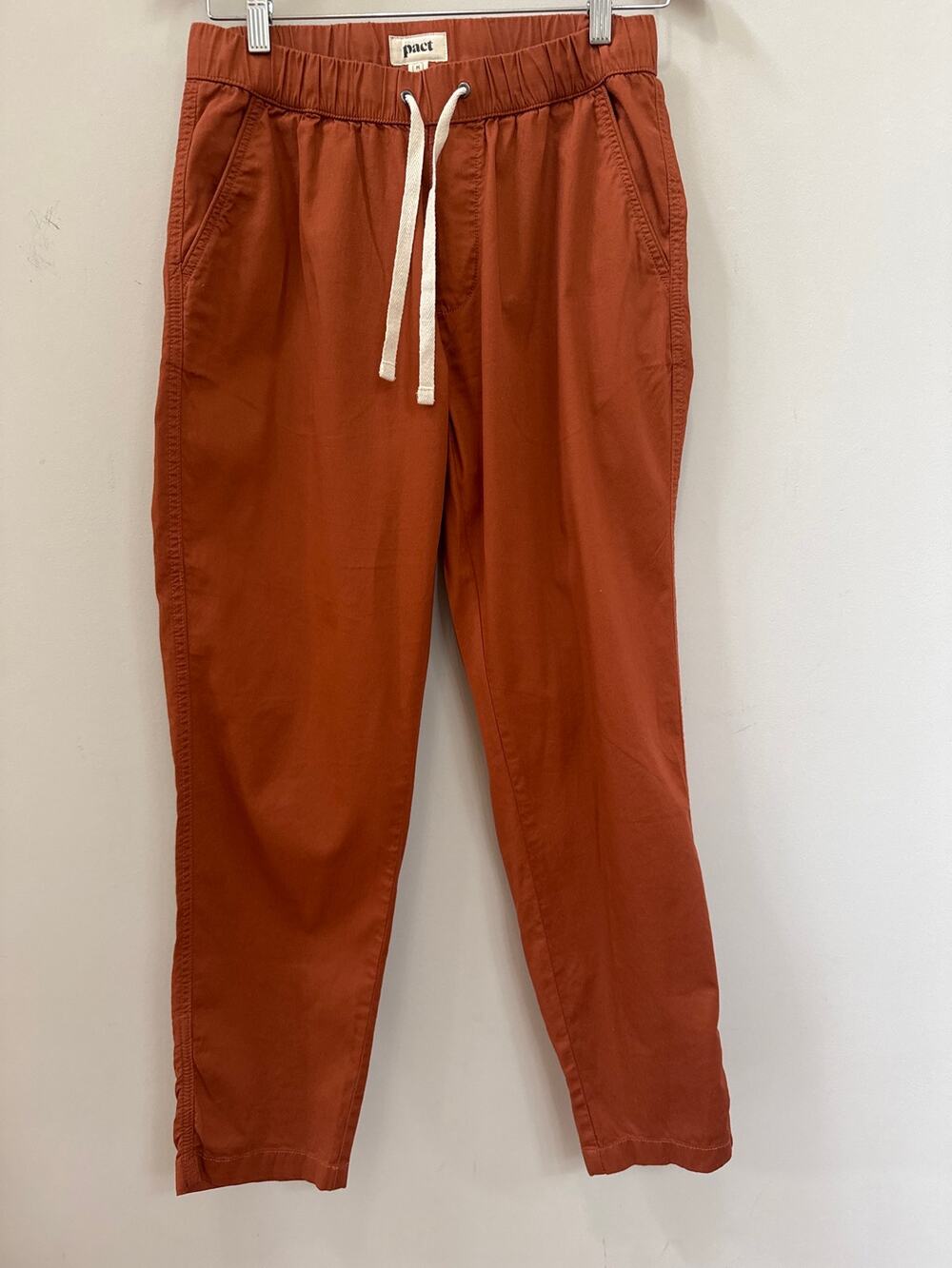 Pact Daily Woven Twill Utility Pant Size M Rust Organic Cotton Pull On Travel